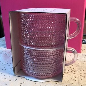NWT cupcakes and cashmere 2-piece pink w/ gold rim glass mug set.